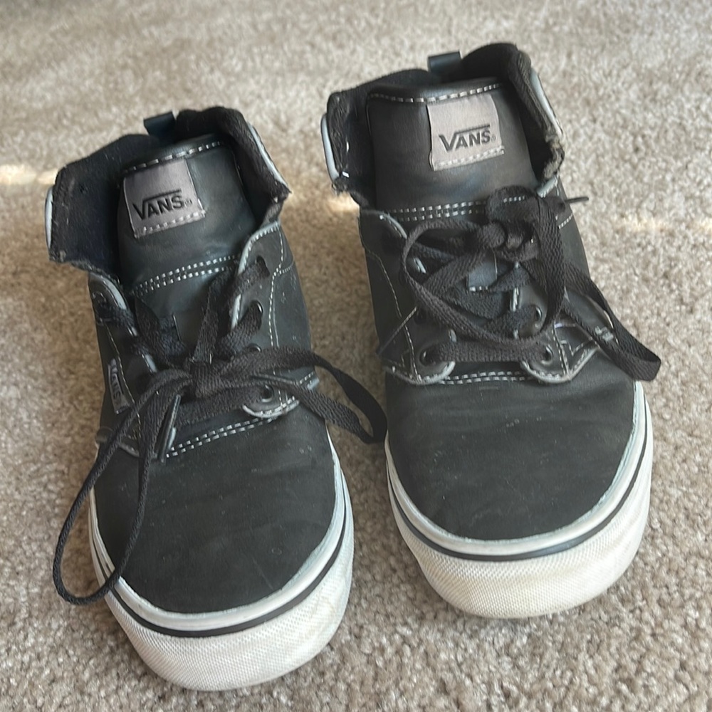 Black Soft Leather Hightop Vans